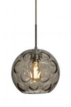 Besa Lighting 1JC-BOMYSM-EDIL-BR-L - Besa Bombay Cord Pendant, Smoke, Bronze Finish, 1x8W LED Filament, 15Ft. Cord