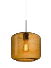 Besa Lighting 1JC-NILES10AM-EDIL-SN - Besa Niles 10 Pendant, Amber Bubble, Satin Nickel Finish, 1x4W LED Filament