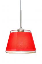 Besa Lighting 1JC-PIC9RD-SN-L - Besa Pendant Pica 9 Satin Nickel Red Sand 1x75W Medium Base, 15Ft. Cord