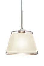 Besa Lighting 1JC-PIC9WH-SN-L - Besa Pendant Pica 9 Satin Nickel White Sand 1x75W Medium Base, 15Ft. Cord