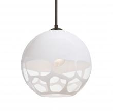 Besa Lighting 1JC-ROCKYWH-LED-BR-L - Besa, Rocky Cord Pendant, White, Bronze Finish, 1x9W LED, 15Ft. Cord