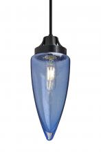 Besa Lighting 1JC-SULUBL-EDIL-BK-L - Besa, Sulu Cord Pendant, Blue Bubble, Black Finish, 1x4W LED Filament, 15Ft. Cord