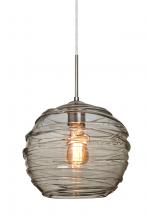 Besa Lighting 1JT-462702-EDIL-SN-L - Besa Wave 10 Pendant Satin Nickel Smoke 1x8W LED Filament, 15Ft. Cord