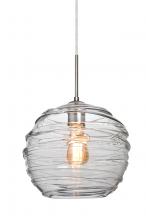 Besa Lighting 1JT-462761-EDIL-SN-L - Besa Wave 10 Pendant Satin Nickel Clear 1x8W LED Filament, 15Ft. Cord