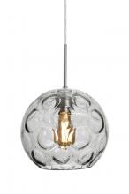 Besa Lighting 1JT-BOMYCL-EDIL-SN-L - Besa Bombay Cord Pendant, Clear, Satin Nickel Finish, 1x8W LED Filament, 15Ft. Cord