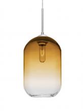 Besa Lighting 1JT-OMEGA12AM-SN - Besa, Omega 12 Cord Pendant,Amber/Clear, Satin Nickel Finish, 1x60W Medium Base