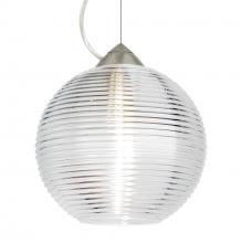 Besa Lighting 1KX-461600-LED-SN-L - Besa Kristall 8 Pendant Satin Nickel Clear 1x9W LED, 15Ft. Cord