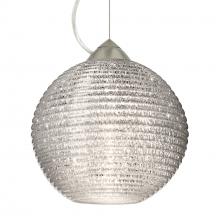 Besa Lighting 1KX-4616GL-LED-SN-L - Besa Kristall 8 Pendant Satin Nickel Glitter 1x9W LED, 15Ft. Cord