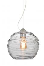 Besa Lighting 1KX-462761-EDIL-SN-L - Besa Wave 10 Pendant Satin Nickel Clear 1x8W LED Filament, 15Ft. Cord