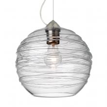 Besa Lighting 1KX-462761-SN-L - Besa Wave 10 Pendant Satin Nickel Clear 1x60W Medium Base, 15Ft. Cord