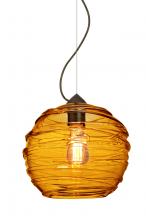 Besa Lighting 1KX-462782-EDIL-BR-L - Besa Wave 10 Pendant Bronze Amber 1x8W LED Filament, 15Ft. Cord