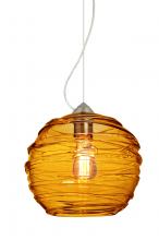 Besa Lighting 1KX-462782-EDIL-SN-L - Besa Wave 10 Pendant Satin Nickel Amber 1x8W LED Filament, 15Ft. Cord