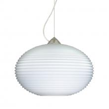 Besa Lighting 1KX-491207-LED-SN-L - Besa Pape 10 Pendant 1Kx Opal Ribbed Satin Nickel 1x9W LED, 15Ft. Cord