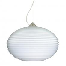 Besa Lighting 1KX-491307-LED-SN-L - Besa Pape 12 Pendant 1Kx Opal Ribbed Satin Nickel 1x9W LED, 15Ft. Cord