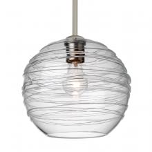 Besa Lighting 1TT-462761-SN-L - Besa Wave 10 Stem Pendant Satin Nickel Clear 1x60W Medium Base, 15Ft. Cord