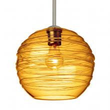 Besa Lighting 1TT-462782-SN-L - Besa Wave 10 Stem Pendant Satin Nickel Amber 1x60W Medium Base, 15Ft. Cord