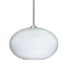 Besa Lighting 1TT-491207-SN-L - Besa Stem Pendant Pape 10 Satin Nickel Opal Ribbed 1x75W Medium Base, 15Ft. Cord