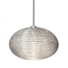 Besa Lighting 1TT-4912GL-LED-SN-L - Besa Pendant Pape 10 Satin Nickel Glitter 1x9W LED, 15Ft. Cord