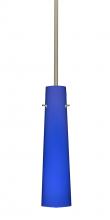 Besa Lighting 1TT-5674CM-SN-L - Besa Camino Stem Pendant Satin Nickel Cobalt Blue Matte 1x40W Halogen, 15Ft. Cord