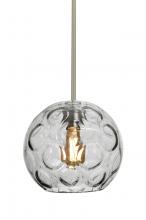 Besa Lighting 1TT-BOMYCL-EDIL-SN-L - Besa Bombay Cord Pendant, Clear, Satin Nickel Finish, 1x8W LED Filament, 15Ft. Cord