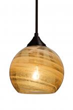 Besa Lighting 1TT-JILLYAM-BR - Besa, Jilly Stem Pendant, Vapor Amber, Bronze Finish, 1x60W Medium Base