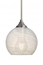 Besa Lighting 1TT-JILLYCL-EDIL-SN-L - Besa, Jilly Stem Pendant, Vapor Clear, Satin Nickel Finish, 1x5W LED Filament, 15Ft.