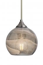 Besa Lighting 1TT-JILLYSM-EDIL-SN-L - Besa, Jilly Stem Pendant, Vapor Smoke, Satin Nickel Finish, 1x5W LED Filament, 15Ft.