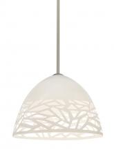 Besa Lighting 1TT-KIEVWH-SN - Besa Kiev Stem Pendant, White, Satin Nickel Finish, 1x60W Medium Base