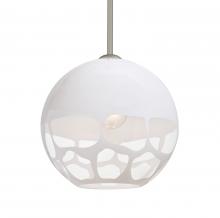 Besa Lighting 1TT-ROCKYWH-SN-L - Besa, Rocky Stem Pendant, White, Satin Nickel Finish, 1x60W Medium Base, 15Ft. Cord