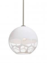 Besa Lighting 1TT-ROCKYWH-SN - Besa, Rocky Stem Pendant, White, Satin Nickel Finish, 1x60W Medium Base