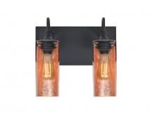 Besa Lighting 2WG-DUKECF-EDIL-BK - Besa Duke Vanity, Copper Foil, Black Finish, 2x7W LED Filament