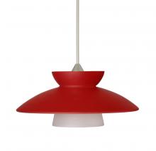 Besa Lighting RXP-271831-LED-SN-L - Besa Pendant Trilo 7 Satin Nickel Red Matte 1x5W LED, 15Ft. Cord