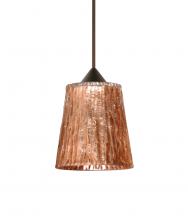 Besa Lighting RXP-5125CF-LED-BR-L - Besa Pendant Nico 4 Bronze Stone Copper Foil 1x5W LED, 15Ft. Cord