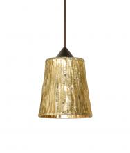 Besa Lighting RXP-5125GF-LED-BR-L - Besa Pendant Nico 4 Bronze Stone Gold Foil 1x5W LED, 15Ft. Cord