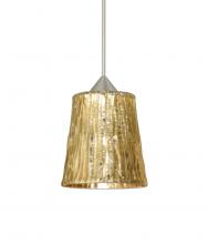 Besa Lighting RXP-5125GF-LED-SN-L - Besa Pendant Nico 4 Satin Nickel Stone Gold Foil 1x5W LED, 15Ft. Cord