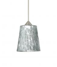 Besa Lighting RXP-5125SF-LED-SN-L - Besa Pendant Nico 4 Satin Nickel Stone Silver Foil 1x5W LED, 15Ft. Cord