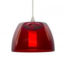 Besa Lighting RXP-SPURRD-SN-L - Besa Spur Cord Pendant, Red, Satin Nickel Finish, 1x35W Halogen, 15Ft. Cord