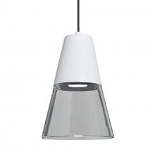 Besa Lighting RXP-TIMO6WC-LED-BK - Besa Timo 6 Pendant,Clear/White, Black Finish, 1x9W LED