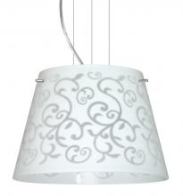 Besa Lighting 1KG-4393WD-SN - Besa Pendant Amelia 12 Satin Nickel White Damask 1x100W A19