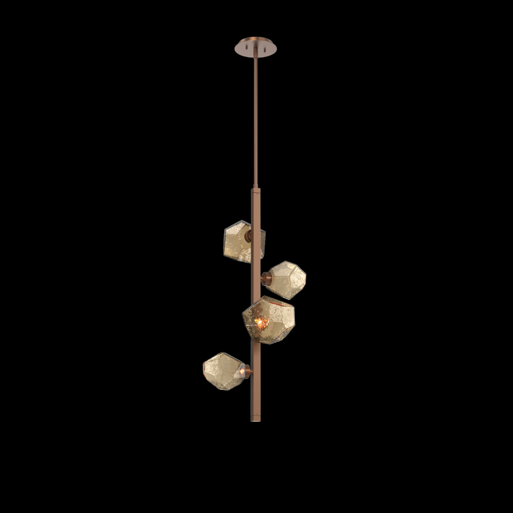 Gem 4pc Twisted Vine-Burnished Bronze-Bronze Blown Glass-Threaded Rod Suspension-LED 3000K