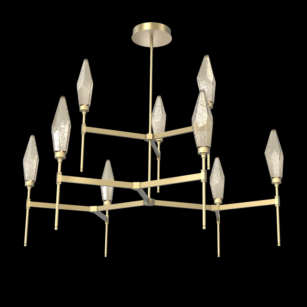 Rock Crystal Round Chandelier-54-Gilded Brass