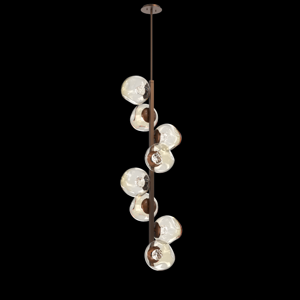 Luna 8pc Twisted Vine-Burnished Bronze-Floret Inner - Amber Outer-Threaded Rod Suspension-LED 2700K