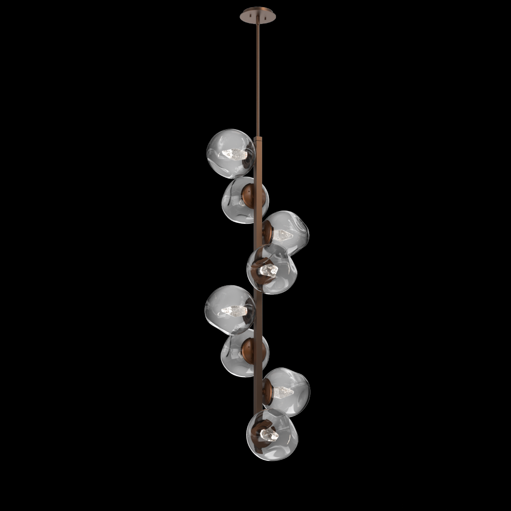 Luna 8pc Twisted Vine-Burnished Bronze-Geo Inner - Smoke Outer-Threaded Rod Suspension-LED 3000K