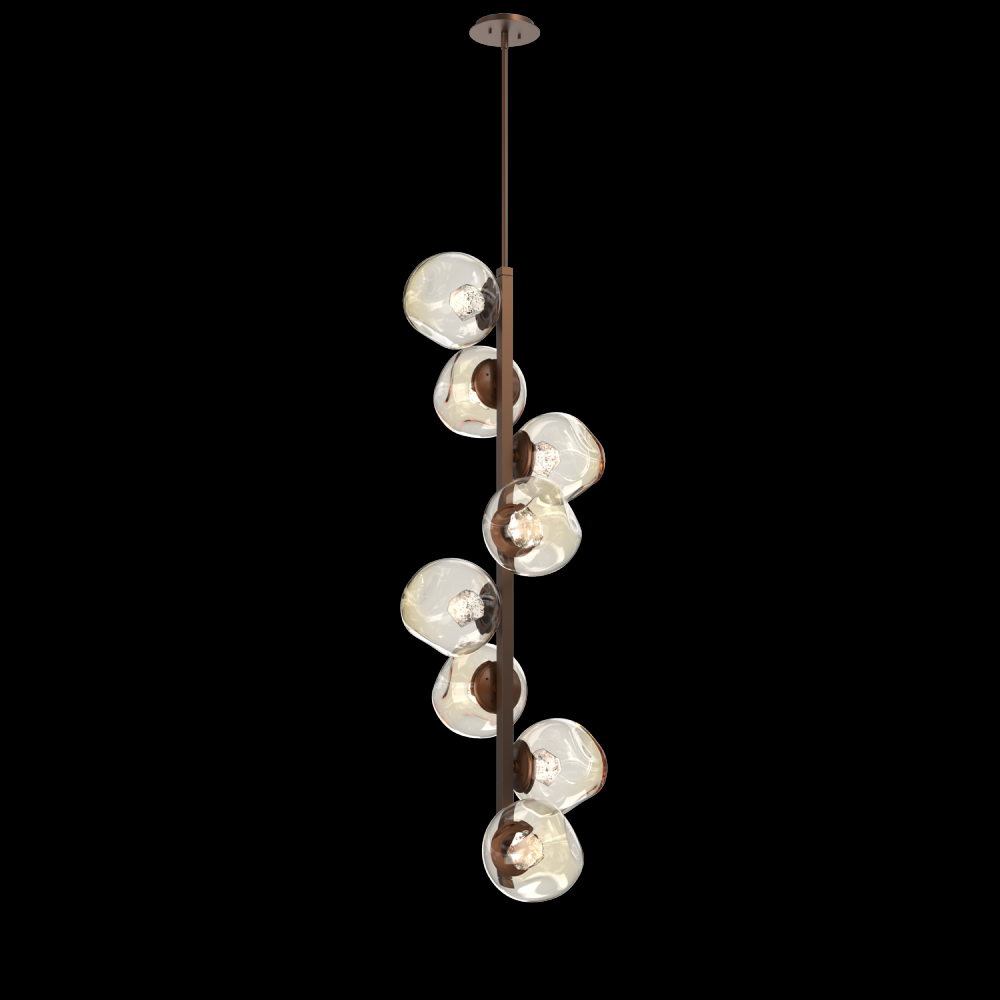 Luna 8pc Twisted Vine-Burnished Bronze-Zircon Inner - Amber Outer-Threaded Rod Suspension-LED 2700K