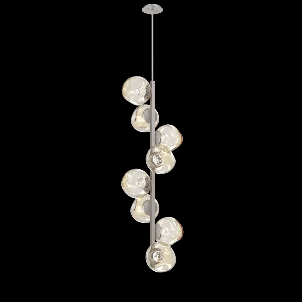 Luna 8pc Twisted Vine-Beige Silver-Floret Inner - Amber Outer-Threaded Rod Suspension-LED 2700K