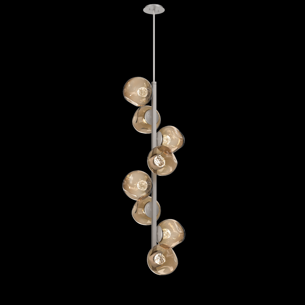 Luna 8pc Twisted Vine-Beige Silver-Floret Inner - Bronze Outer-Threaded Rod Suspension-LED 3000K