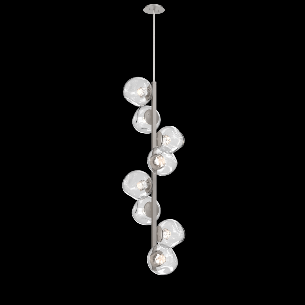 Luna 8pc Twisted Vine-Beige Silver-Zircon Inner - Clear Outer-Threaded Rod Suspension-LED 3000K