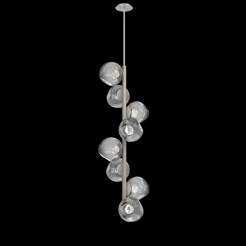 Luna 8pc Twisted Vine-Beige Silver-Zircon Inner - Smoke Outer-Threaded Rod Suspension-LED 3000K