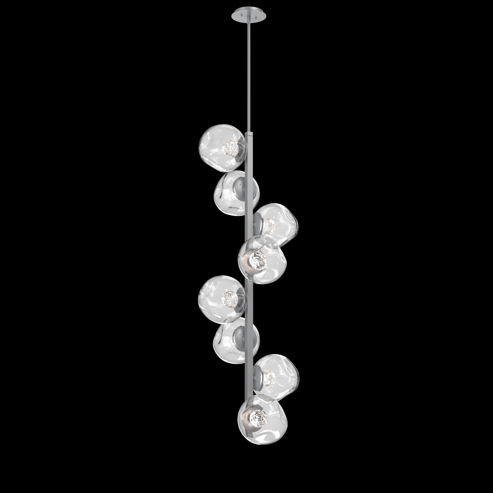 Luna 8pc Twisted Vine-Classic Silver-Floret Inner - Clear Outer-Threaded Rod Suspension-LED 3000K