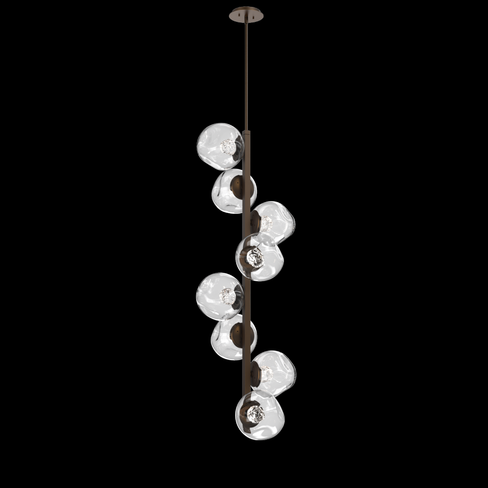 Luna 8pc Twisted Vine-Flat Bronze-Floret Inner - Clear Outer-Threaded Rod Suspension-LED 3000K